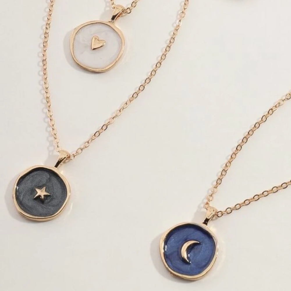 Gold Moon Necklace SHEIN star, moon, heart charms